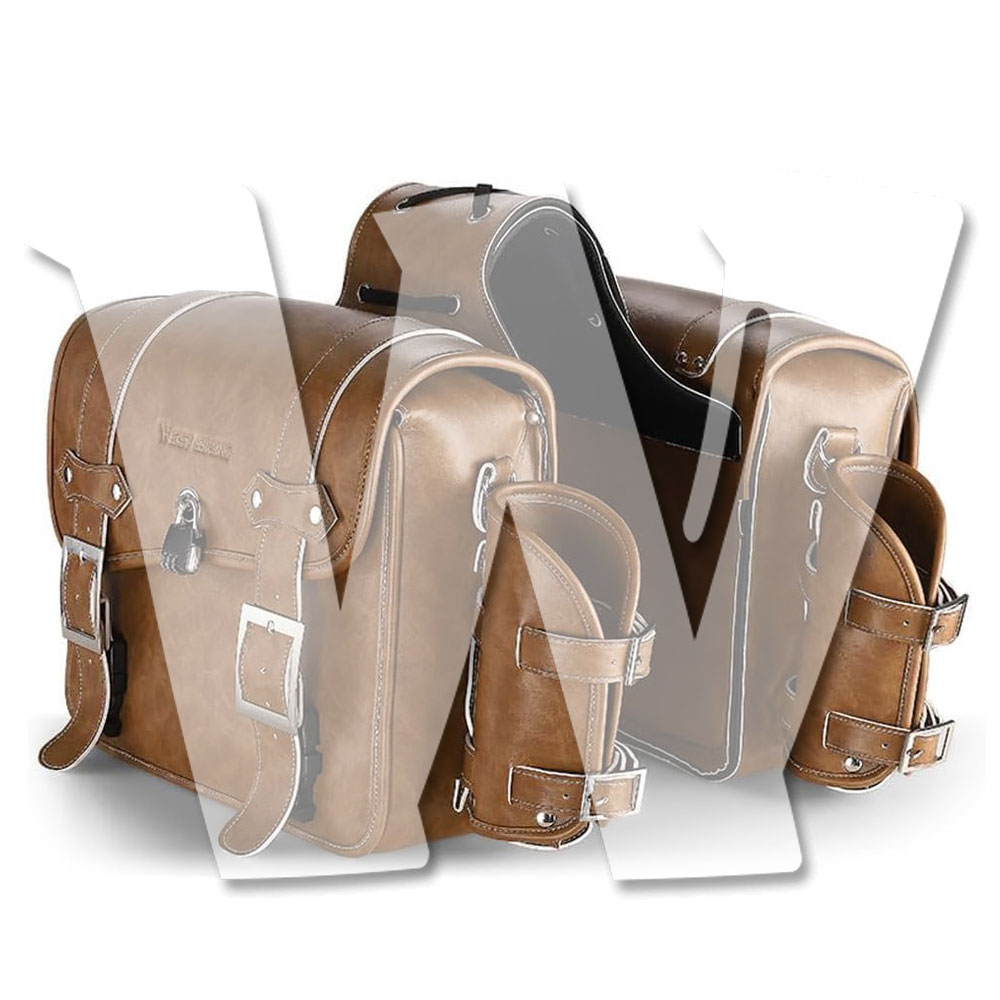 【バイク用 サイドバッグ】 16L 大容量 サドルバッグ ドリンクホルダー付属 PUレザー 小物収納 収納サイドバッグ 全車種対応 ブラウン 汎用 パーツ