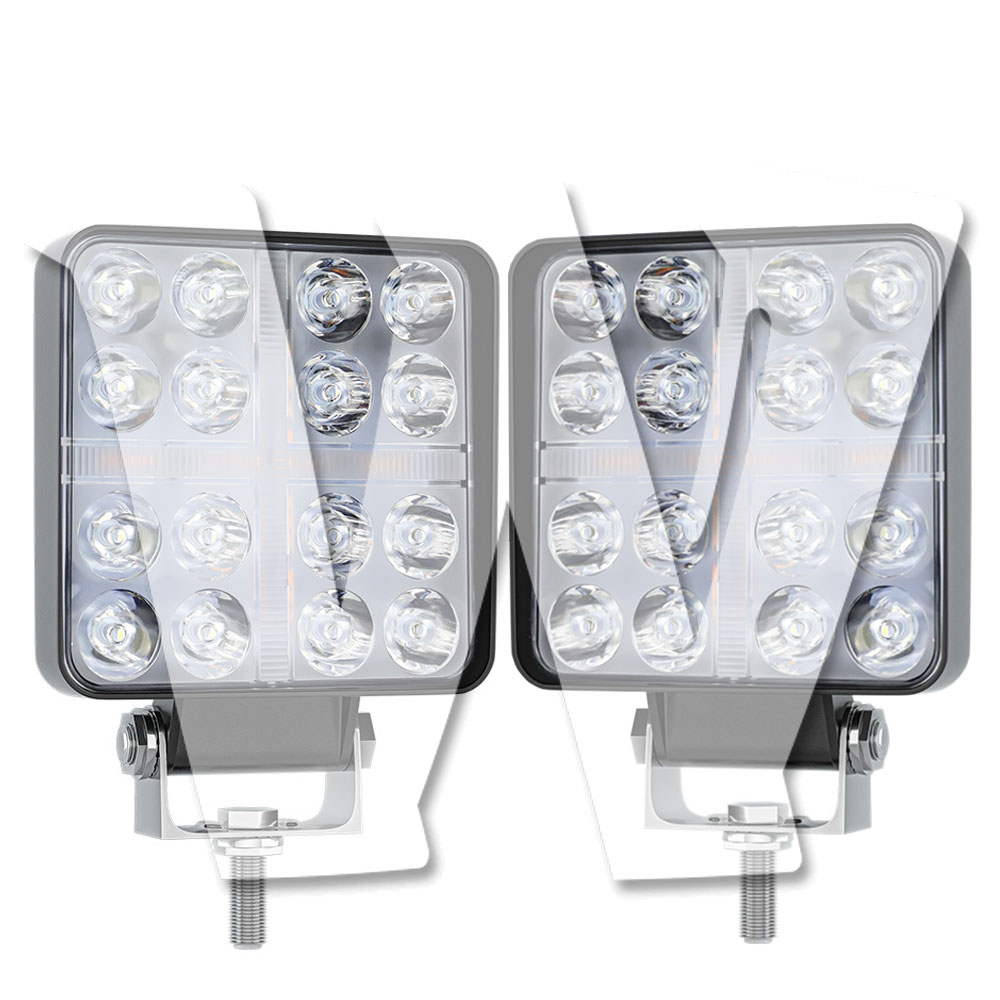 Rakuten - 4インチ 作業灯 LED ワークライト 48W 3モードライト ホワイト/イエロー/白黄同時 ストロボ機能付け デイライト DRL 4800LM 2個 12V/24V兼用 前照灯 投光器 防水 防塵 防震 ジープ ジムニー オフロード SUV 大型車 トラック 汎用 多用途 高品質 高輝度