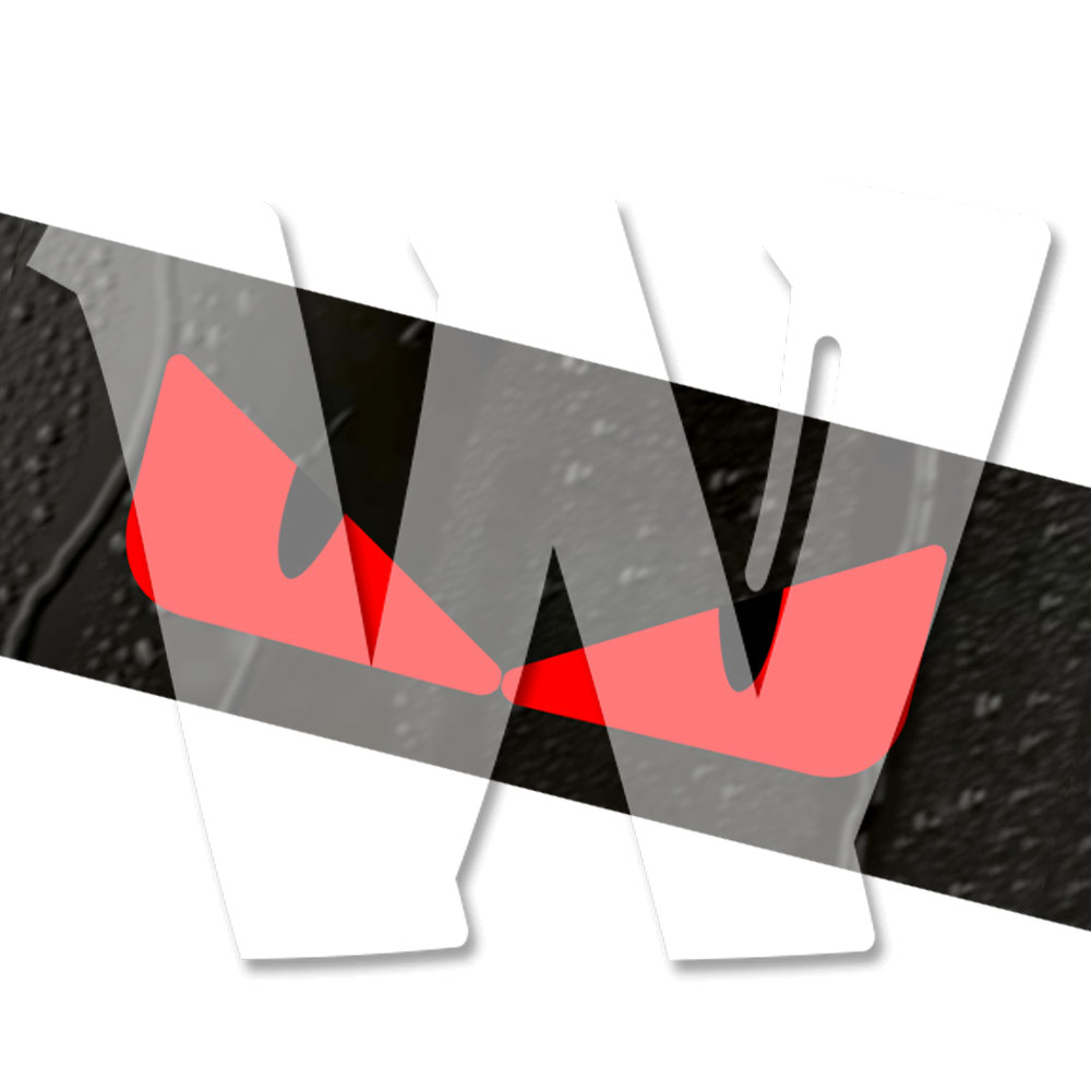 オートバイ/車/バイク用 反射ステッカー 反射シール マークシール 悪魔の目 レッド 汎用 150mm*32mm