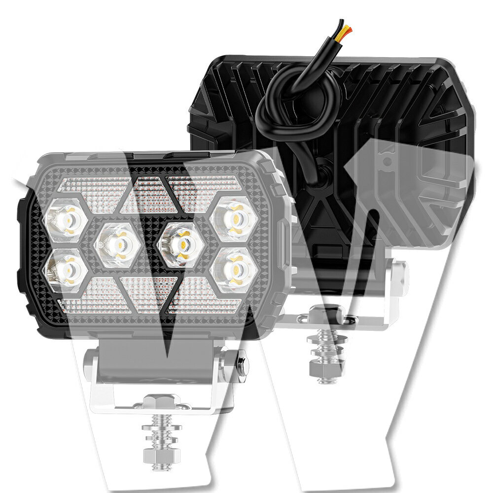 Rakuten - 【2個セット】 4.5インチ LED作業灯 ワークライト 28W ホワイト/イエロー/DRL 高輝度 7000LM 2色対応 防水防塵防震 前照灯 12V/24V兼用 ジープ オフロード トラック 汎用