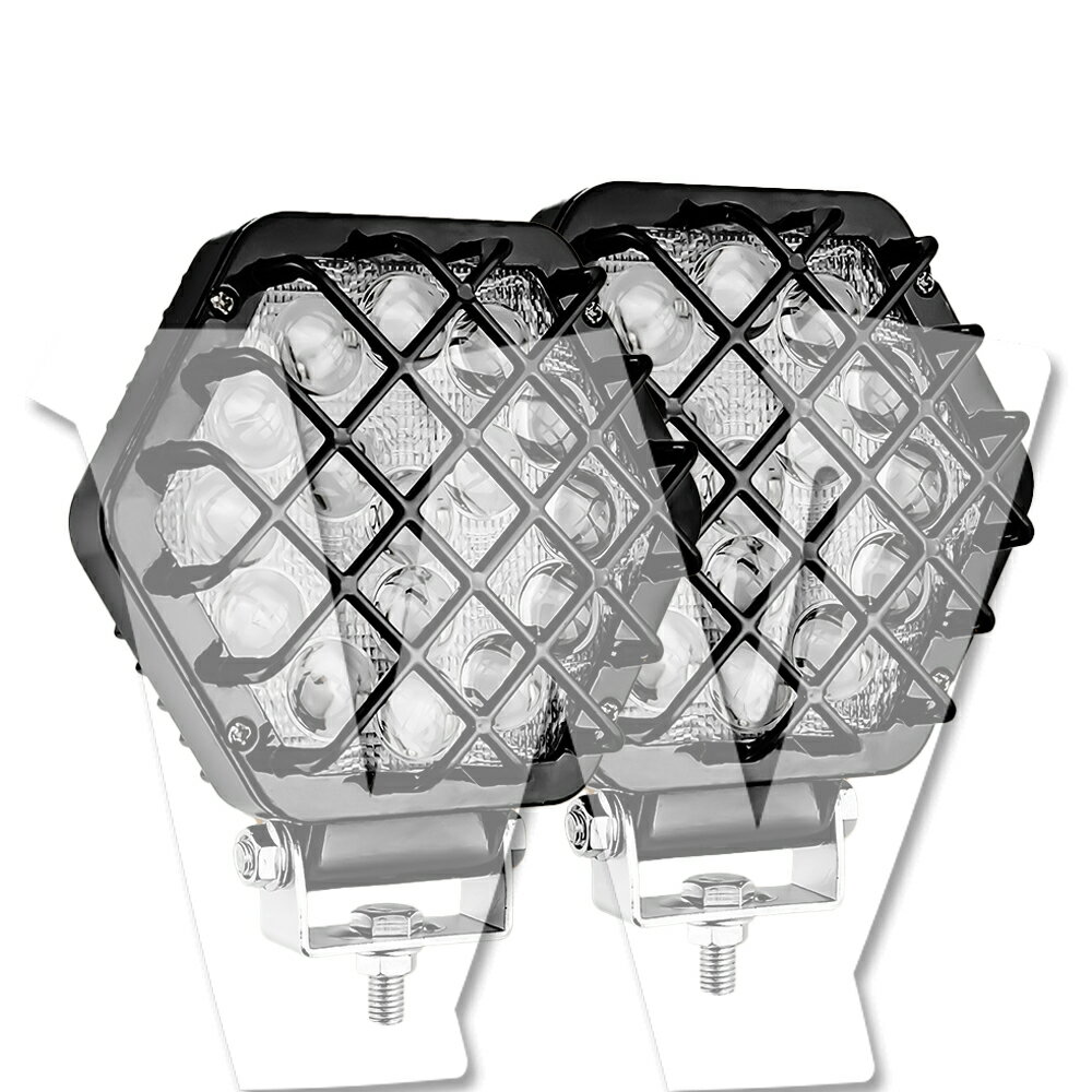 Rakuten - 5インチ グリッドシェル付け 作業灯 LED ワークライト 48W ホワイト 4800LM 2個 12V/24V兼用 ブラック 前照灯 投光器 防水 防塵 防震 農業機械 建設機械 重機Ksガレージライト 漁業用 交通整理 工事現場 ジープ ジムニー オフロード SUV 大型車 トラック 汎用 高品質 高輝度