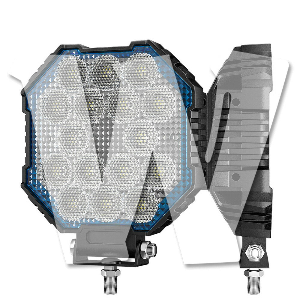 Rakuten - 青シリーズ 5インチ 作業灯 LED ワークライト 45W 広角照明 拡散タイプ ホワイト 12V/24V兼用 前照灯 投光器 照明 ジープ SUV 大型車 トラック ランクル 除雪車 漁船 トラクター 漁業用 農業機械 建設機械 工事現場 防水 汎用 高品質 高輝度 2個