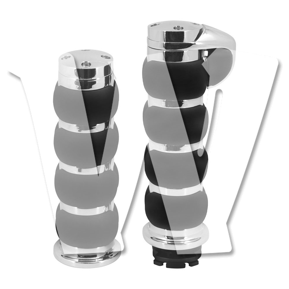 【ハーレー用 ハンドグリップ】25mm ゴム+アルミニウム・クロームメッキ/ブラック 1インチ ハンドグリップ（ツーリング/スポーツスター/ダイナ/ソフテイル/Vロッド対応）） パーツ ハーレー ほとんどのバイクに適合!! オートバイ 汎用