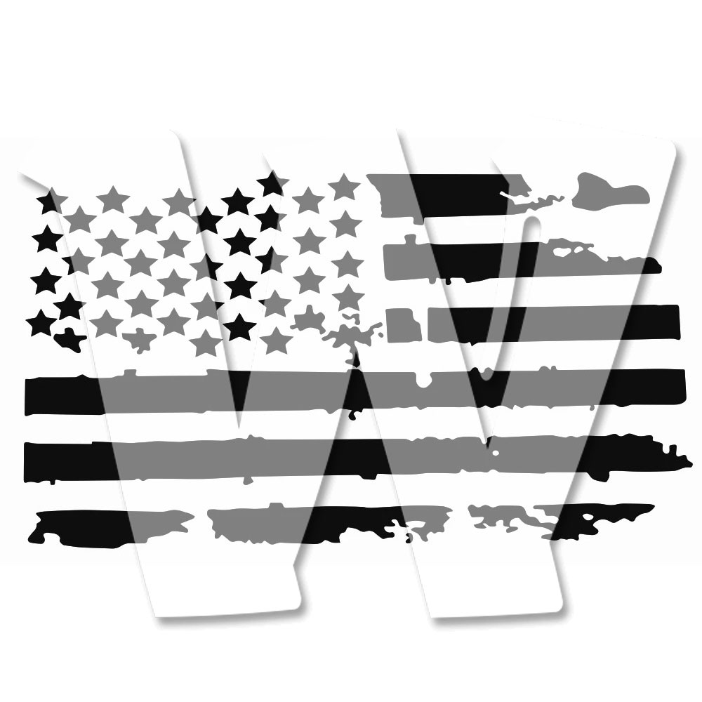 米国風ヴィンテージ アメリカ国旗 フード （ボンネット/ドア/窓）） ステッカー デカール アクセサリー ジープ TOYOTA タコマ TACOMA トラック あらゆる自動車に適合!! 510*900mm （ブラック）