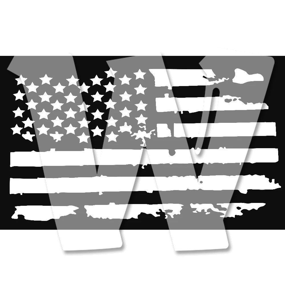 米国風ヴィンテージ アメリカ国旗 フード （ボンネット/ドア/窓）） ステッカー デカール アクセサリー ジープ TOYOTA タコマ TACOMA トラック あらゆる自動車に適合!! 510*900mm （ホワイト）