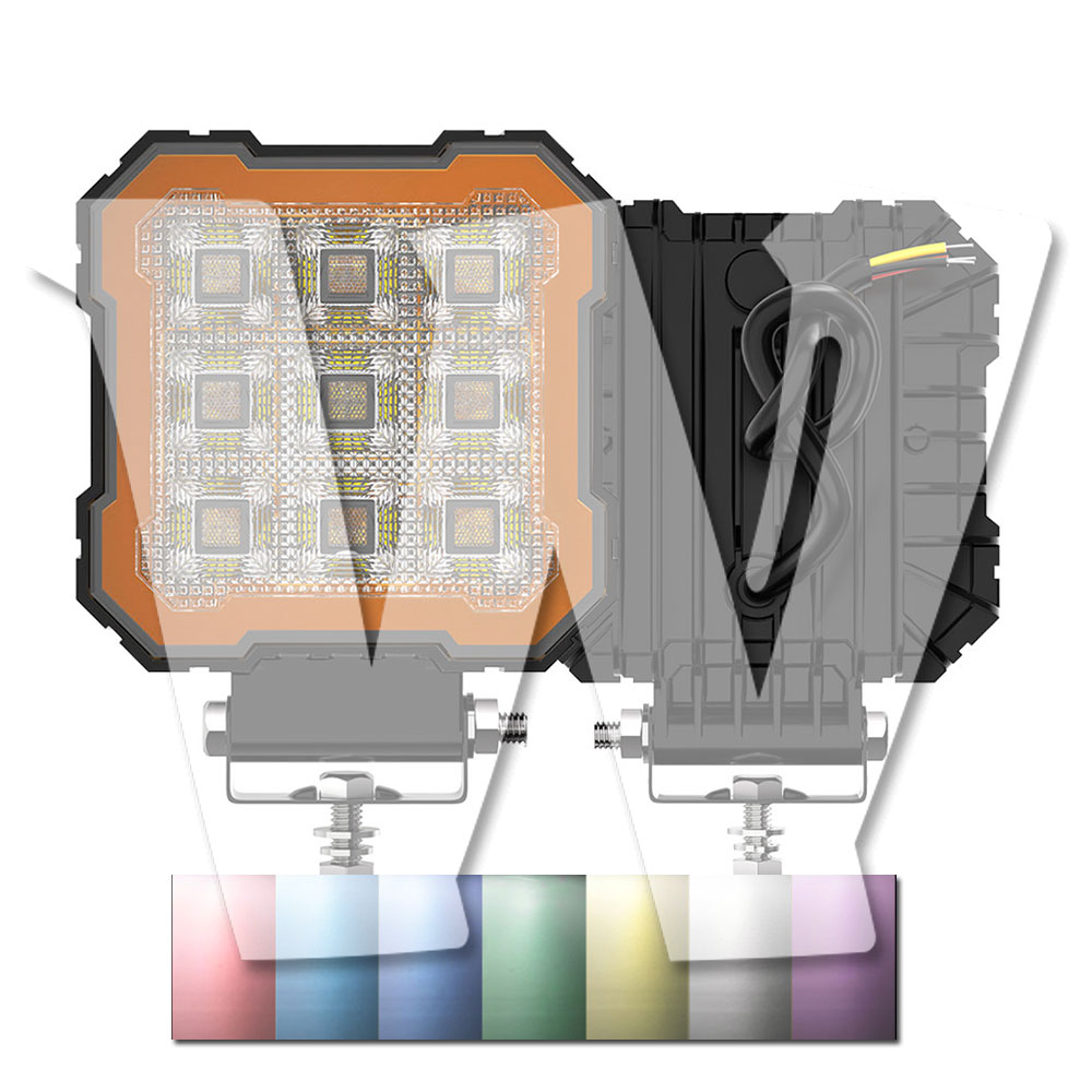 新発売!! イカリングカラー選択!! 聖騎士シリーズ 4インチ 作業灯 LED ワークライト 4モードライト ホワイト ストロボ機能 デイライト DRL 3000LM 2個 12V/24V兼用 前照灯 投光器 防水 防塵 防震 ジープ ジムニー オフロード SUV 大型車 トラック 汎用 多用途 高品質 高輝度
