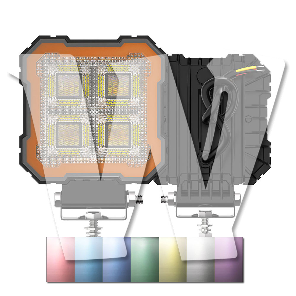 Rakuten - 新発売!! イカリングカラー選択!! 聖騎士シリーズ 4インチ 作業灯 LED ワークライト 4モードライト ホワイト ストロボ機能 デイライト DRL 3000LM 2個 12V/24V兼用 前照灯 投光器 防水 防塵 防震 ジープ ジムニー オフロード SUV 大型車 トラック 汎用 多用途 高品質 高輝度