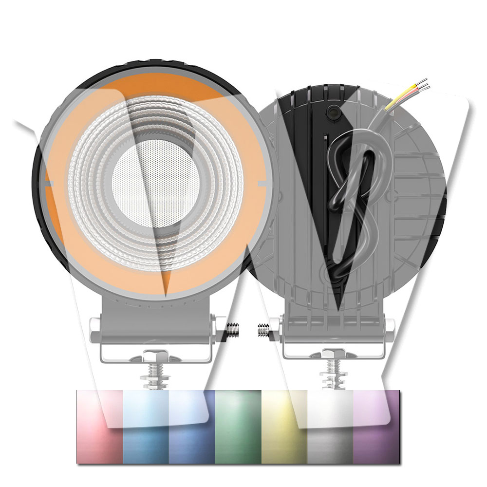 Rakuten - 新発売!! イカリングカラー選択!! 聖騎士シリーズ 4インチ 作業灯 LED ワークライト 4モードライト ホワイト ストロボ機能 デイライト DRL 3000LM 2個 12V/24V兼用 前照灯 投光器 防水 防塵 防震 ジープ ジムニー オフロード SUV 大型車 トラック 汎用 多用途 高品質 高輝度