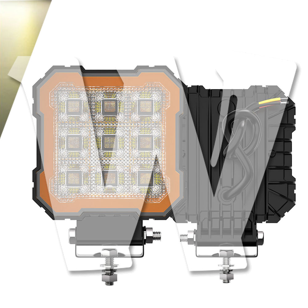 Rakuten - 聖騎士シリーズ イカリングカラー：イエロー 4インチ 作業灯 LED ワークライト 4モードライト ホワイト ストロボ機能 デイライト DRL 3000LM 2個 12V/24V兼用 前照灯 投光器 防水 防塵 防震 ジープ ジムニー オフロード SUV 大型車 トラック 汎用 多用途 高品質 高輝度