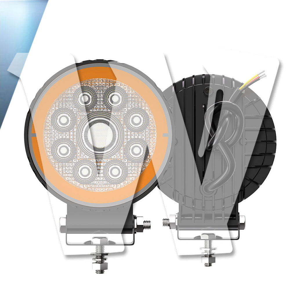 Rakuten - 聖騎士シリーズ イカリングカラー：アイスブルー 4インチ 作業灯 LED ワークライト 4モードライト ホワイト ストロボ機能 デイライト DRL 3000LM 2個 12V/24V兼用 前照灯 投光器 防水 防塵 防震 ジープ ジムニー オフロード SUV 大型車 トラック 汎用 多用途 丸型