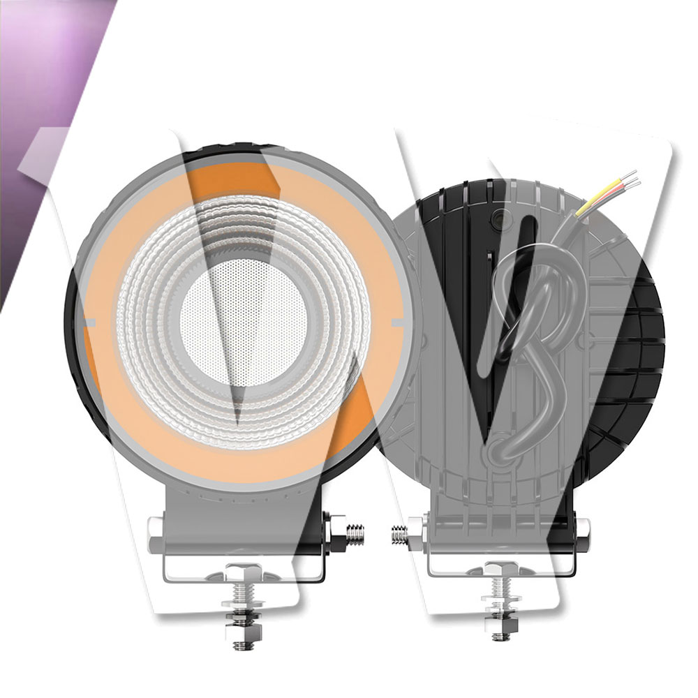 Rakuten - 聖騎士シリーズ イカリングカラー：ムラサキ 4インチ 作業灯 LED ワークライト 4モードライト ホワイト ストロボ機能 デイライト DRL 3000LM 2個 12V/24V兼用 前照灯 投光器 防水 防塵 防震 ジープ ジムニー オフロード SUV 大型車 トラック 汎用 多用途 丸型