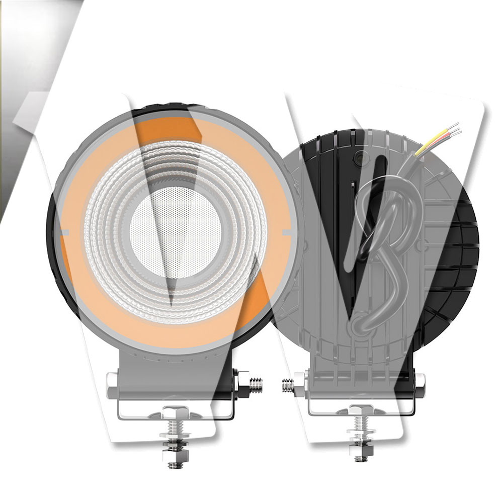 Rakuten - 聖騎士シリーズ イカリングカラー：ホワイト 4インチ 作業灯 LED ワークライト 4モードライト ホワイト ストロボ機能 デイライト DRL 3000LM 2個 12V/24V兼用 前照灯 投光器 防水 防塵 防震 ジープ ジムニー オフロード SUV 大型車 トラック 汎用 多用途 丸型