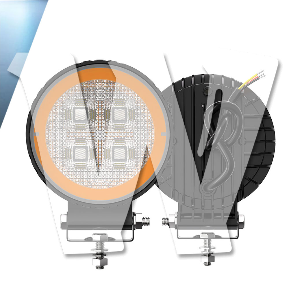 Rakuten - 聖騎士シリーズ イカリングカラー：アイスブルー 4インチ 作業灯 LED ワークライト 4モードライト ホワイト ストロボ機能 デイライト DRL 3000LM 2個 12V/24V兼用 前照灯 投光器 防水 防塵 防震 ジープ ジムニー オフロード SUV 大型車 トラック 汎用 多用途 丸型