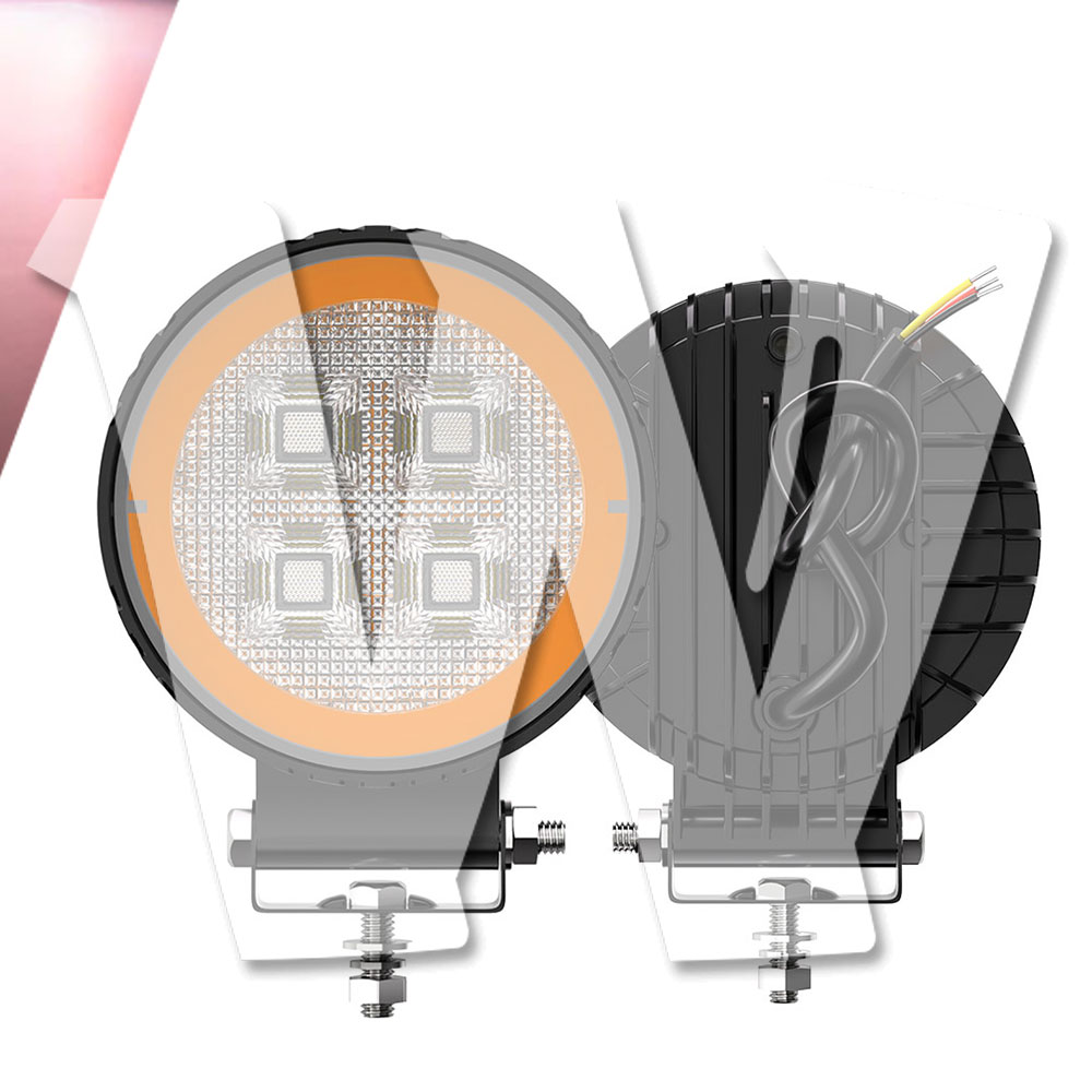 Rakuten - 聖騎士シリーズ イカリングカラー：レッド 4インチ 作業灯 LED ワークライト 4モードライト ホワイト ストロボ機能 デイライト DRL 3000LM 2個 12V/24V兼用 前照灯 投光器 防水 防塵 防震 ジープ ジムニー オフロード SUV 大型車 トラック 汎用 多用途 丸型