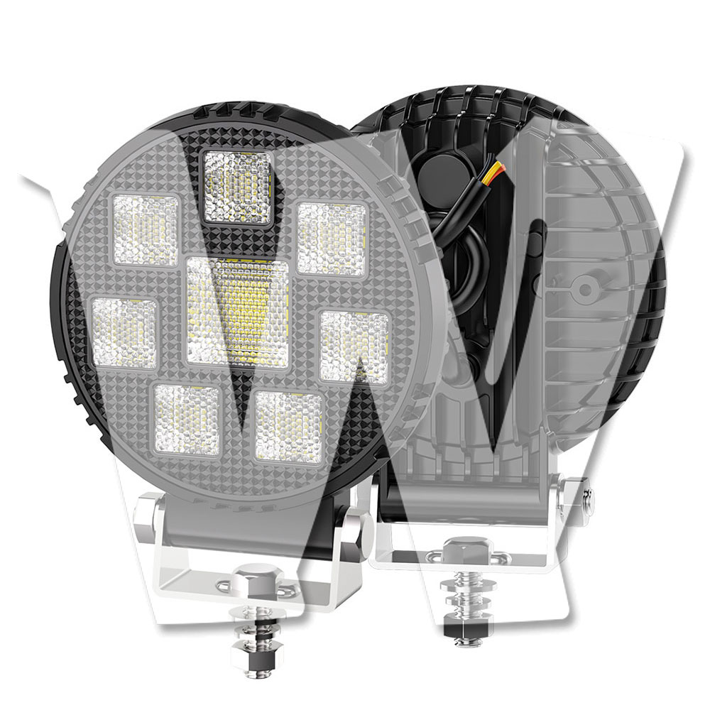 Rakuten - 【2個セット 2色切替】 4インチ LEDワークライト 26W 9600LM ホワイト/イエロー 防水防塵 12V/24V 前照灯 作業灯 ジープ オフロード トラック 汎用