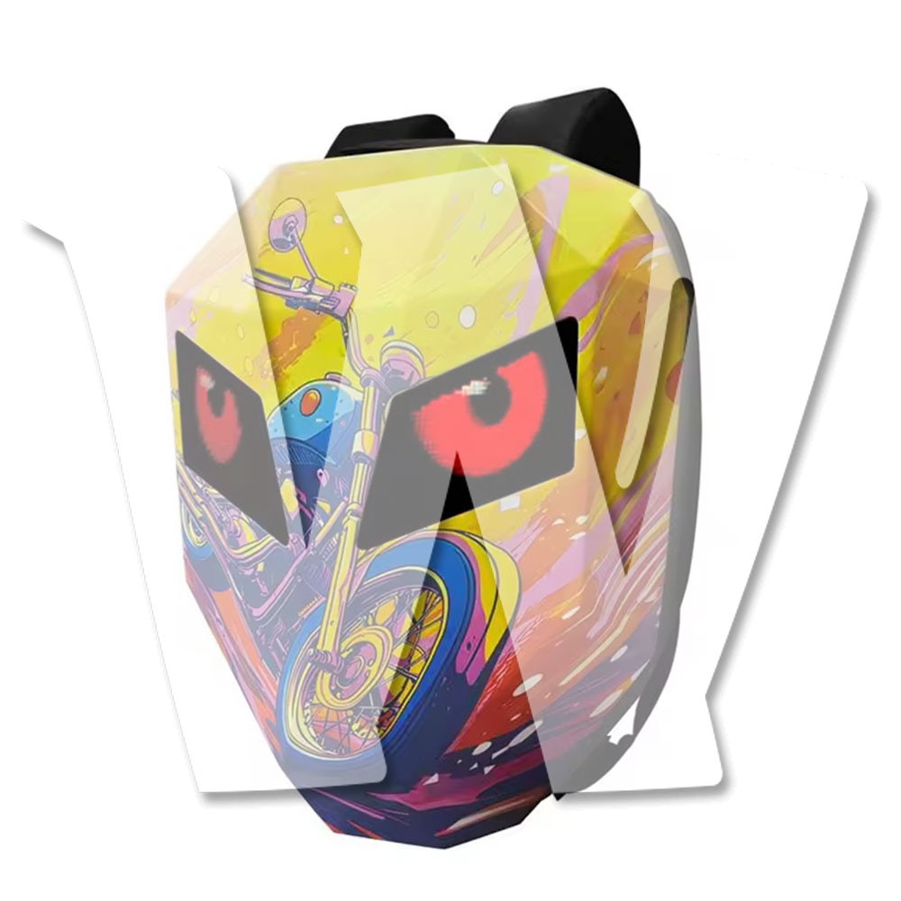 悪魔の眼 自転車 オートバイ バイク プログラム可能なLEDスクリーン LEDバック 拡張可能 ヘルメット収納可能 ノートPC収納 未来的なバック 追突防止 安...