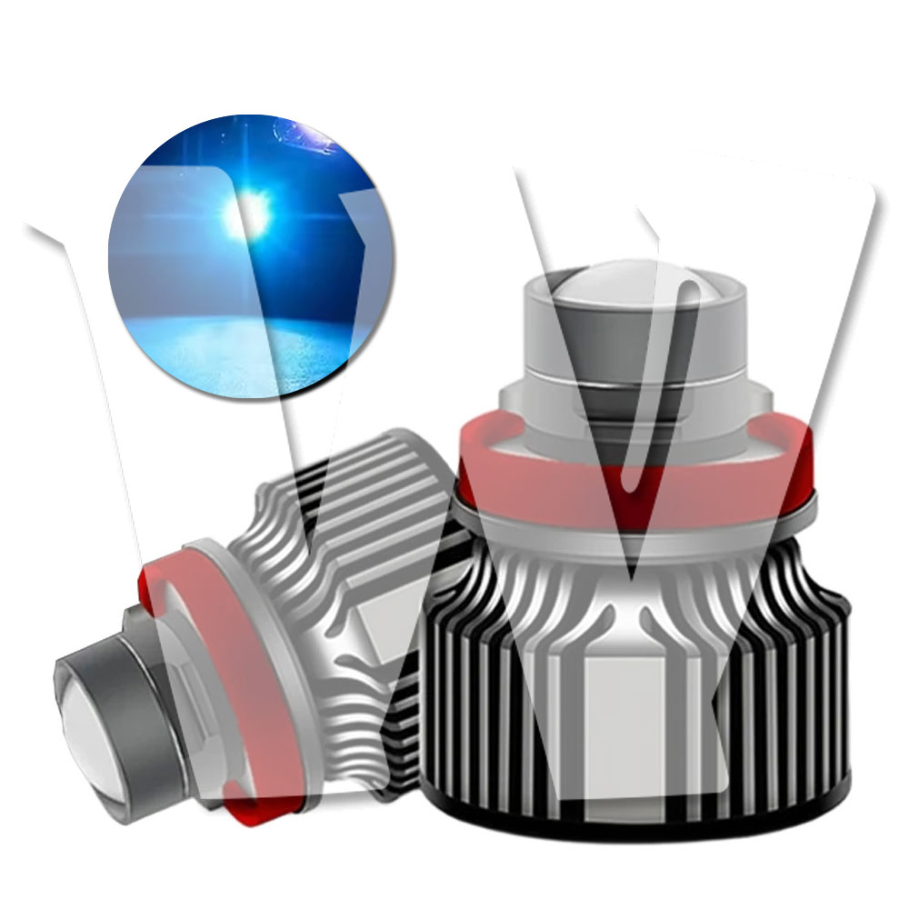 Rakuten - 2025年新発売!! H8 H9 H11 H16 兼用タイプ 40W ブルー 10000K 8000LM 純正HIDをLED化 WITH3570チップ搭載 プロジェクターレンズ LED ヘッドライト フォグランプ バルブ バーナー ノイズ キャンセラー内蔵 高輝度 高品質 IP68 1年保証!!