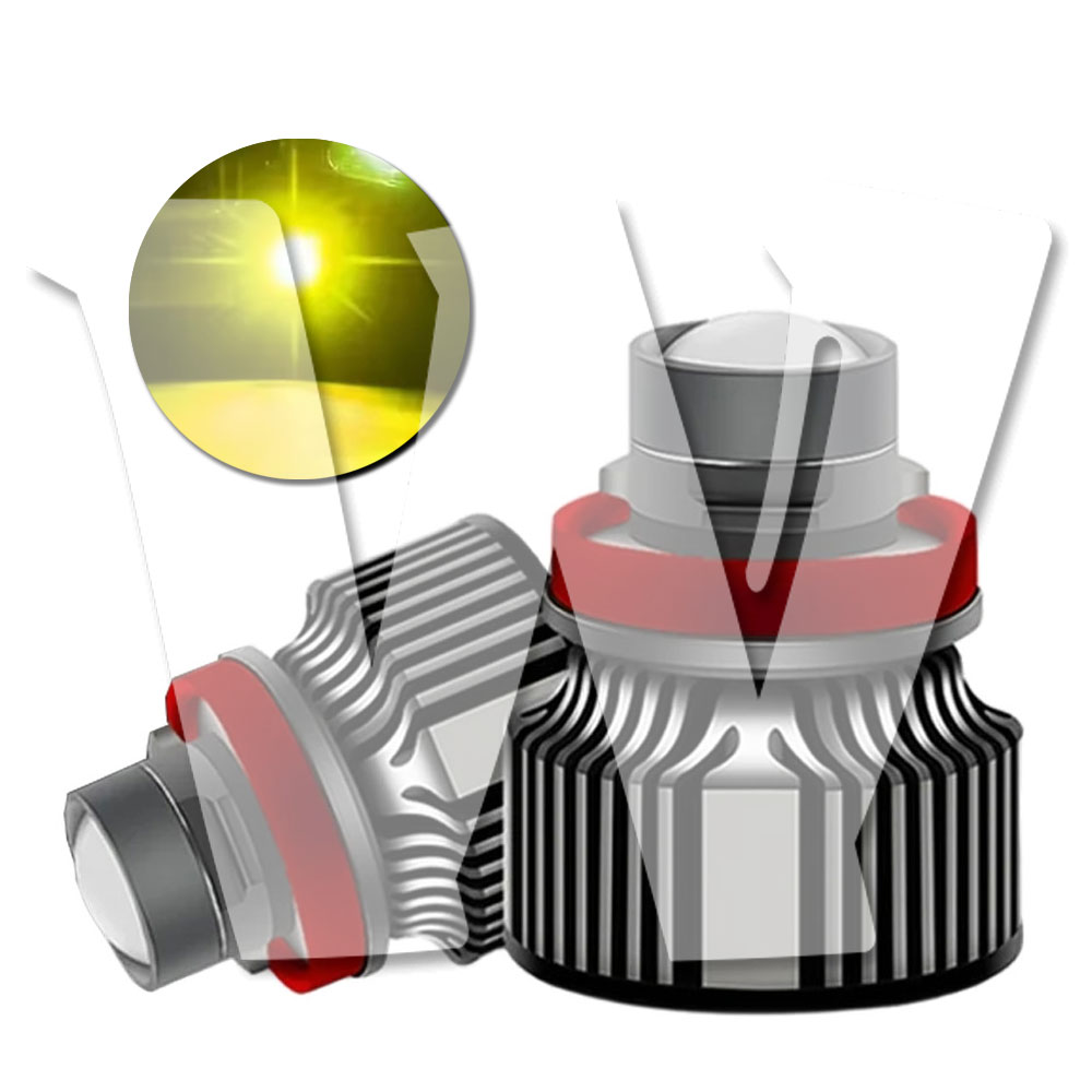 Rakuten - 2025年新発売!! H8 H9 H11 H16 兼用タイプ イエロー 3000K 車検対応 8000LM 純正HIDをLED化 WITH3570チップ搭載 プロジェクターレンズ LED ヘッドライト フォグランプ バルブ バーナー ノイズ キャンセラー内蔵 高輝度 高品質 IP68 1年保証!!