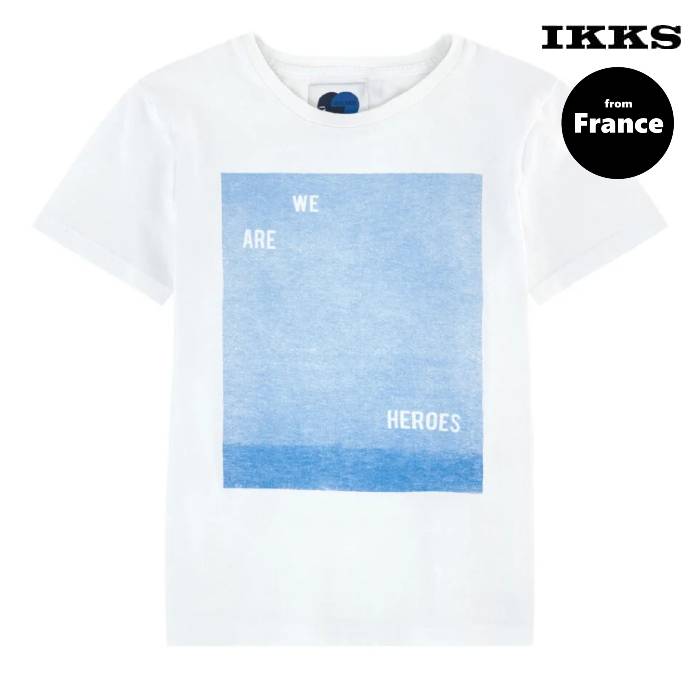 IKKS ボーイズ 空と海のTシャツ キッズ XH10073（白） Tシャツ 半袖 ジュニア 男の子 子供服 120 130 140 150 160cm【藤崎】