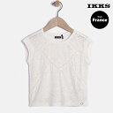 France発【IKKS】Tシャツ キッズ 綿100% 子供服 女の子 おしゃれ きれいめ 高級 ブランド かっこいい 夏 小学生 ジュニア フランスこども服 イックス 透かしローズトップス(白) 130 150cm