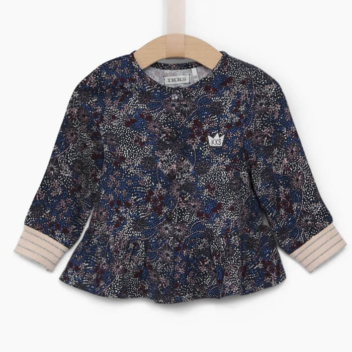【トップス】イックス 女の子 #XM12010 リバティ柄風スモック キッズ カーディガン 長袖 おしゃれ きれいめ ブランド かっこいい 小学生 保育園 子供服 正規品 セール 70 100cm