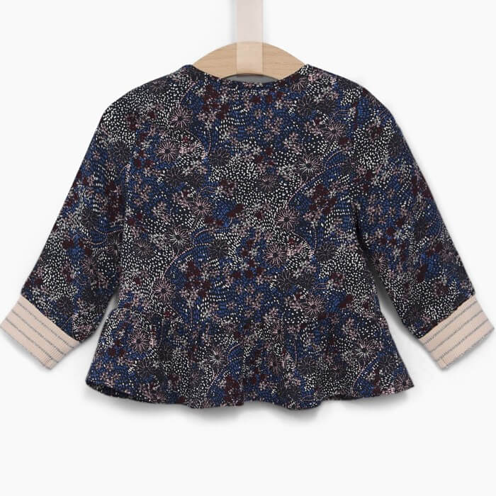 【トップス】イックス 女の子 #XM12010 リバティ柄風スモック キッズ カーディガン 長袖 おしゃれ きれいめ ブランド かっこいい 小学生 保育園 子供服 正規品 セール 70 100cm