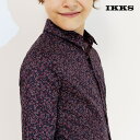 【50%OFF】子供服 シャツ 長袖 キッズ 男の子 130 140 150cm おしゃれ ブランド かっこいい 小学生 ジュニア 上品 子供用IKKS(イックス) 花柄シャツ(紺×赤)