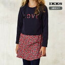 【50%OFF】子供服 ワンピース 長袖 キッズ 女の子 160cm おしゃれ ブランド かっこいい 小学生 ジュニア 上品 子供用IKKS(イックス) 2-in-1ワンピース(紺×赤)(4)