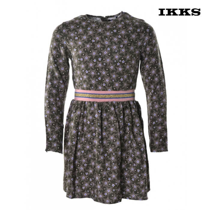 ★30%OFF★IKKS ガールズ 星柄ワンピース キッズ XM30352（カーキ） ジュニア ワンピース 長袖 女の子 子供服 150 cm【本店】