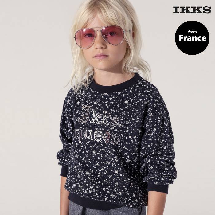 France発【IKKS】子供服 トレーナー 裏起毛 キッズ ジュニア おしゃれ かっこいい 女の子 130cm,140cm,150cm,160cmイックス ミニマリストロックプリントスウェットシャツ XV15032 8A-14A【本店】