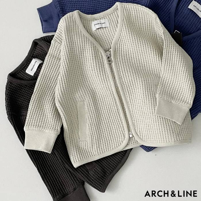 楽天ほわいとあっぷる12/4_20:00〜4時間限定 【表示価格よりさらに5％OFF+P3倍】【30％OFF】 アーチアンドライン ARCH＆LINE トレーナー カーディガン キッズ 長袖 男の子 女の子 オーガニックコットン 無地 80 90 100 110 120 130 140cm OG WAFFLE ZIP CARDIGAN AL222319