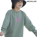 【30%OFF】アーチアンドライン Tシャツ 長袖 ロンT キッズ 110 120 130 140 150cm 子供用 長袖Tシャツ 綿100% 男の子 女の子 ジュニア 小学生 きれいめ 上品 高級 ブランド 子供服【寄付】ARCH&LINE OG CLEAR COTTON LOOK TEE(黒/緑)【本店】(4)
