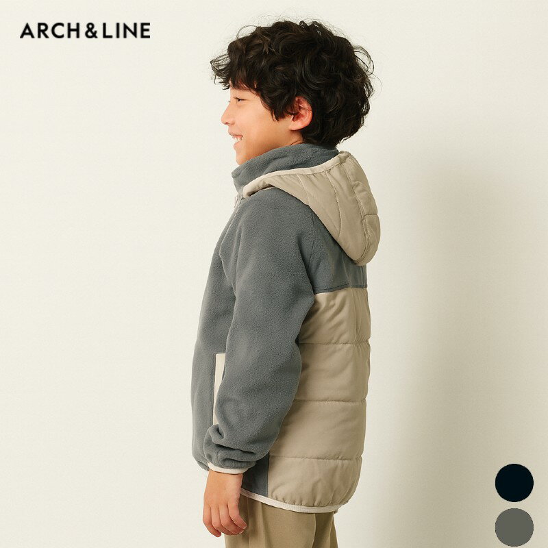 楽天ほわいとあっぷる12/4_20:00〜4時間限定 【表示価格よりさらに5％OFF+P3倍】【30％OFF】 キッズ アウター 中綿 フリース パーカー 秋 冬 130 140 150cm フード取外し可 あったか 男の子 女の子 ジュニア ARCH＆LINE Re: FLEECE SKIER PARKA AL24290