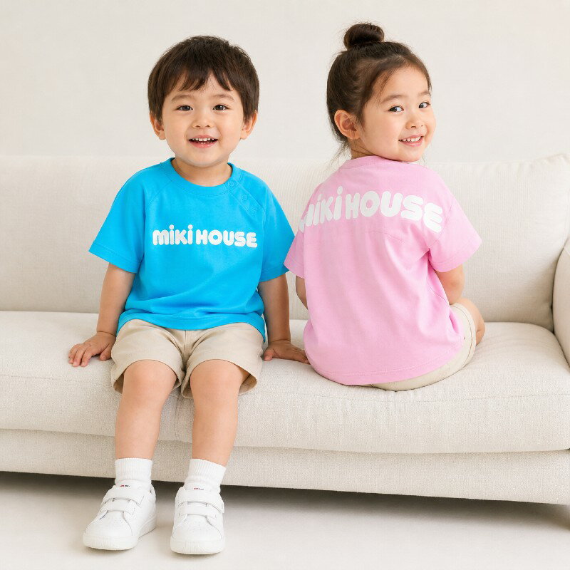 Rakuten - ミキハウス バックロゴ半袖Tシャツ 男の子 女の子 ベビー キッズ ギフト 出産祝い 正規品 80 90 100 110 120 130cm