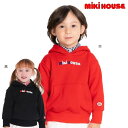 【アウトレット】ミキハウス mikihouse ロゴ パーカー 80-130cm（赤／黒） フーディー 日本製 トップス 長袖 ベビー服 キッズ 男の子 女の子 子供 正規販売店【藤崎】