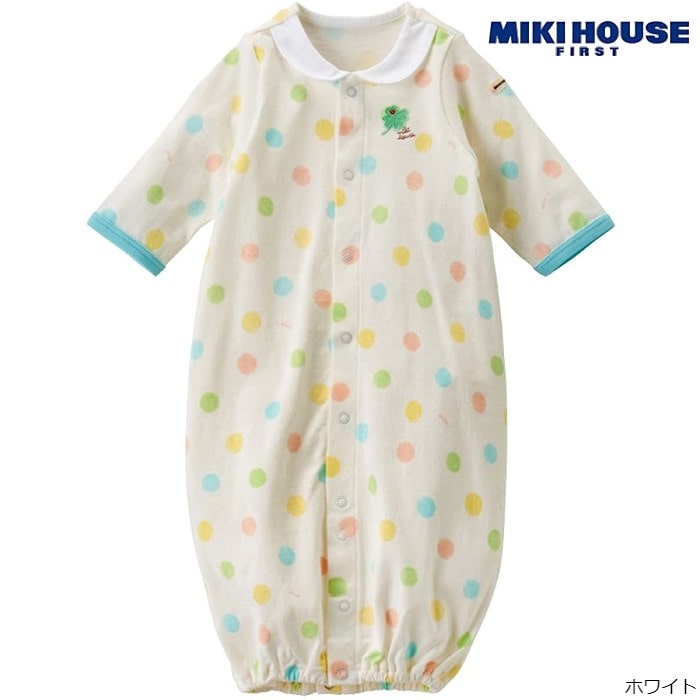 ミキハウス ロンパース（ベビー用） 【アウトレット】ミキハウス mikihouse ドット柄ツーウェイオール（50-60cm） 長袖 新生児 出産準備 綿100% 出産祝い ギフト プレゼント お祝い ベビー 赤ちゃん 男の子 女の子 子供 正規販売店【本店】