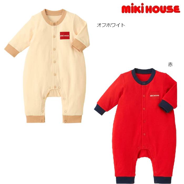 ミキハウス ロンパース（ベビー用） ミキハウス mikihouse カバーオール 70cm 長袖 ロンパース ロゴ 新生児 出産祝い ギフト ベビー 赤ちゃん 男の子 女の子 子供 正規販売店