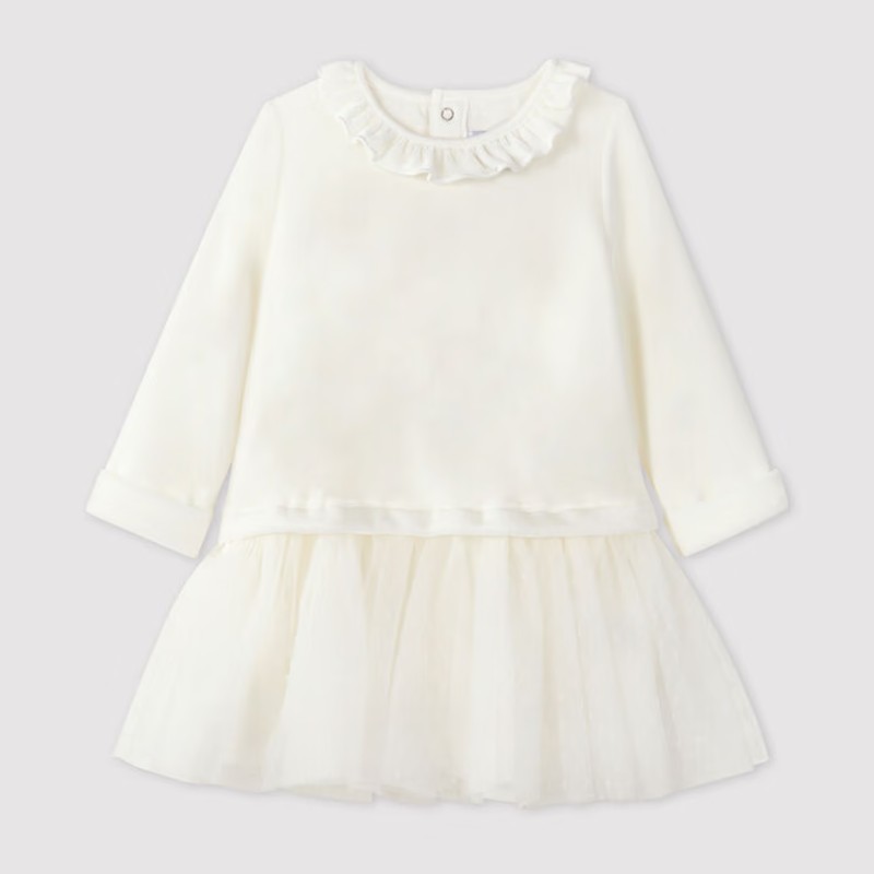 乐天商城 - プチバトー セール 長袖 マシュマロ ワンピース 56986 86cm 子供服 キッズ ベビー 女の子 フリル チュニック 【送料無料】 PETIT BATEAU