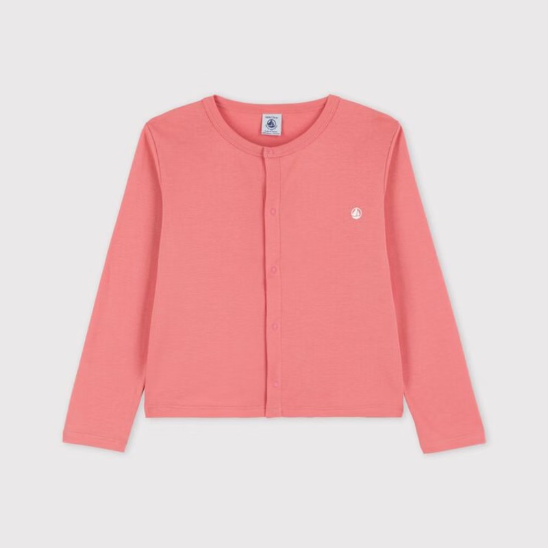 Rakuten - プチバトー セール 長袖 オーガニックコットン カーディガン a03za ピンク 110cm 子供服 キッズ 女の子 綿100％ 羽織り PETIT BATEAU