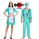 【全商品ポイント10倍】ハロウィン コスプレ 血まみれ 衣装 ハロウィン 仮装 ゾンビ ナース 医者 外科医 看護婦 フリーサイズ ストッキング コスチュームワンピース 衣装 帽子付き 女性用 男性用 撮影会 学園祭(3)
