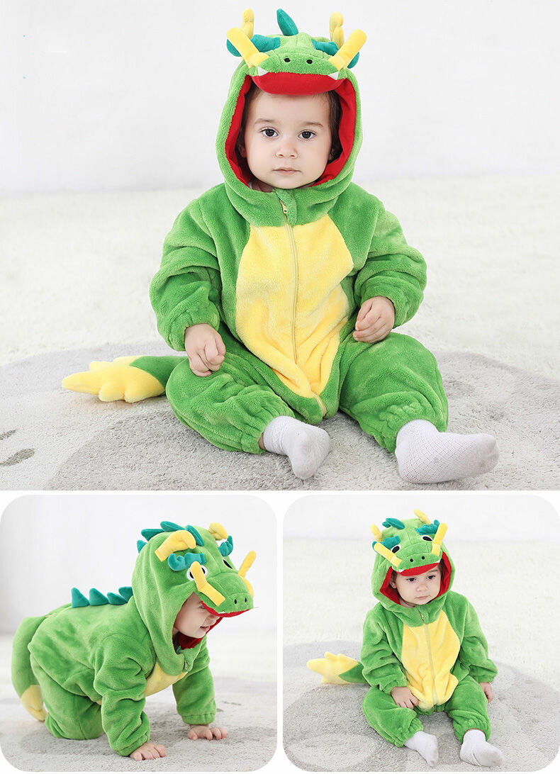 [2024年干支 辰 着ぐるみ 甲辰 年賀状 ]ベビー 干支 龍 着ぐるみ もこもこ カバーオール キッズ 赤ちゃん ベビー服 ロンパース 子供 冬服 防寒 あったか 着ぐるみ クリスマス 出産祝い ハロウィン衣装 パーティー衣装 59/66/73/80/90/100cm