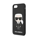 カール ラガーフェルド iPhone SE2 第2世代 iPhone8 iPhone7 マイクロファイバー シリコン ハードケース スマホケース ブランド KARL LAGERFELD ブラック