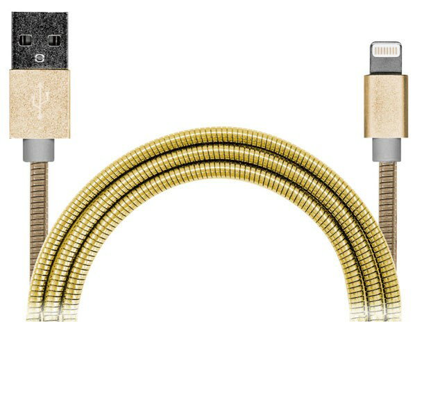 充電ケーブル iPhoneケーブル 1.5m ゴールド ステンレス ケーブル Lightning USBケーブル 充電 同ライトニングケーブル 充電器 充電ケーブル iPhone iPad