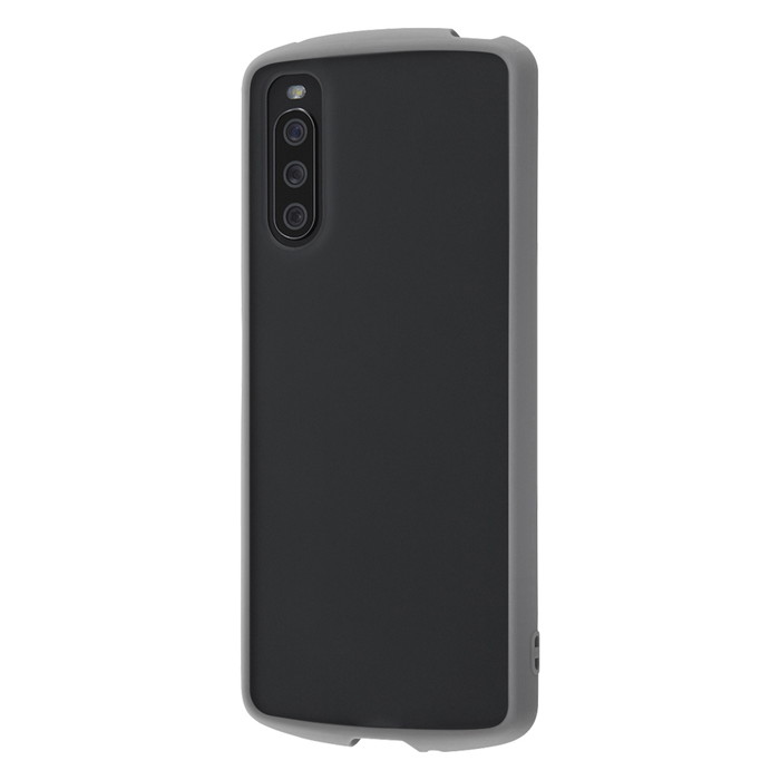 Xperia 10 III 耐衝撃ハイブリッドケース Puffull Matte Black グレー