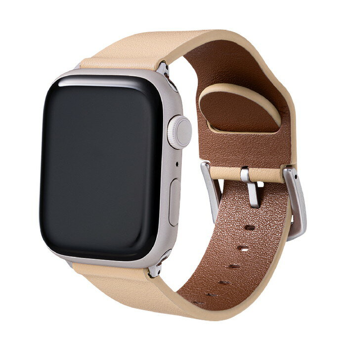 Apple Watch バンド ベルト PUレザーバンド ライトベージュ 裏面耐水 アップルウォッチ 1 2 3 4 5 SE 6 7 (42/44/45mm) メンズ レディース 人気 プレゼント