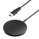 マグネット式 ワイヤレス充電器 USB Type-C 一体型ケーブル 2m ブラック 充電 ワイヤレス マグネット充電 タイプC タイプシー 黒 外出先 agS...