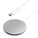 マグネット式 ワイヤレス充電器 USB Type-C 一体型ケーブル 2m ホワイト 充電 ワイヤレス マグネット充電 タイプC タイプシー 黒 外出先 agS...