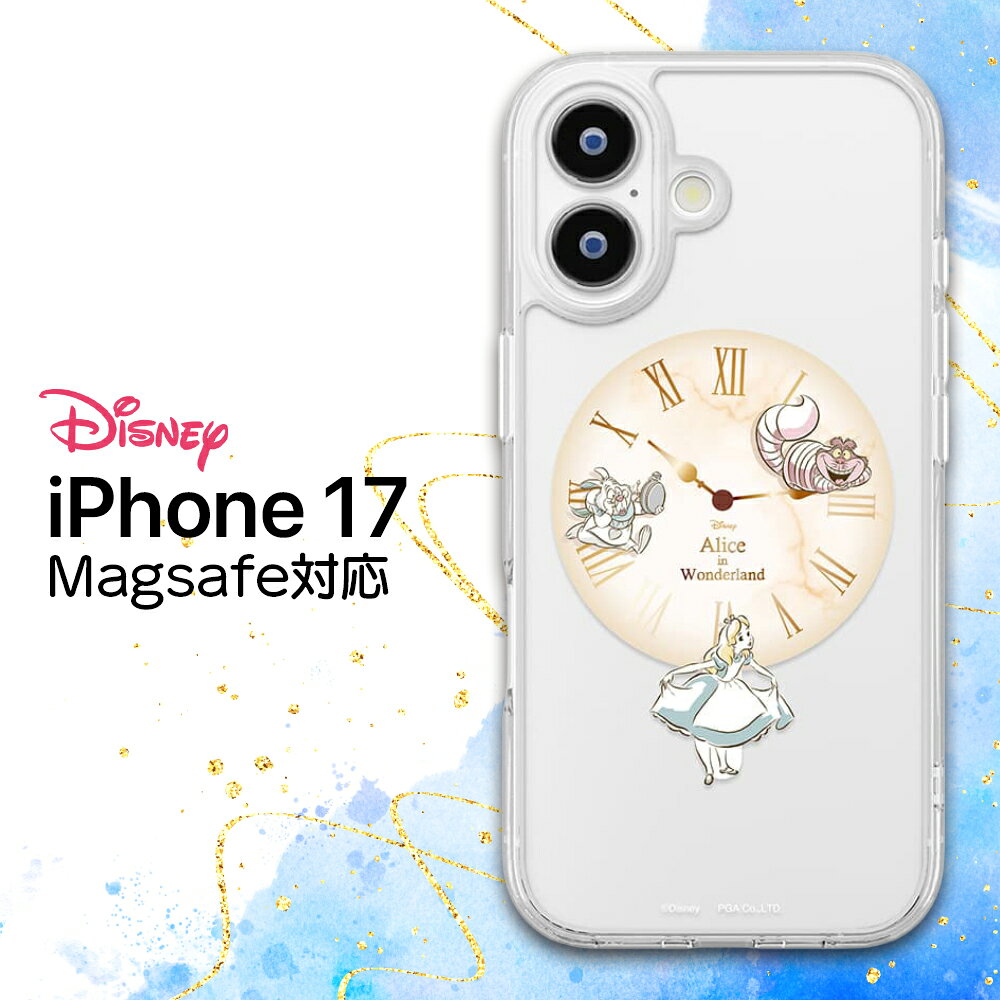iPhone17 케이스 디즈니 iPhone17 케이스 캐릭터 귀여운 Magsafe 대응 앨리스 내충격 iPhone 17 클리어 케이스 이상한 나라의 앨리스 하이브리드 케이스 스트랩 홀 iPhone 17 케이스 디즈니 귀여운 귀여운 무선 충전 Magsafe