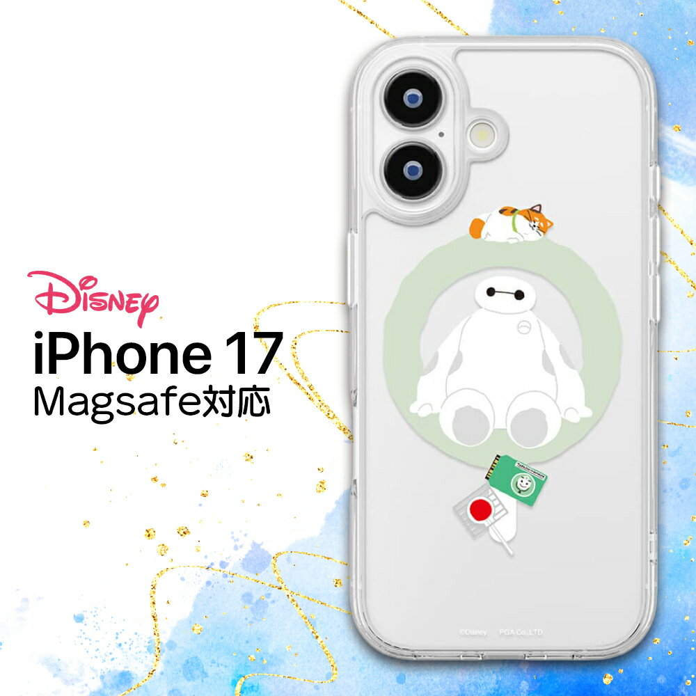 iPhone17 케이스 디즈니 iPhone17 케이스 캐릭터 귀여운 Magsafe 대응 베이 맥스 내충격 iPhone 17 클리어 케이스 베이 맥스 하이브리드 케이스 스트랩 홀 iPhone 17 케이스 디즈니 귀여운 귀여운 무선 충전 Magsafe