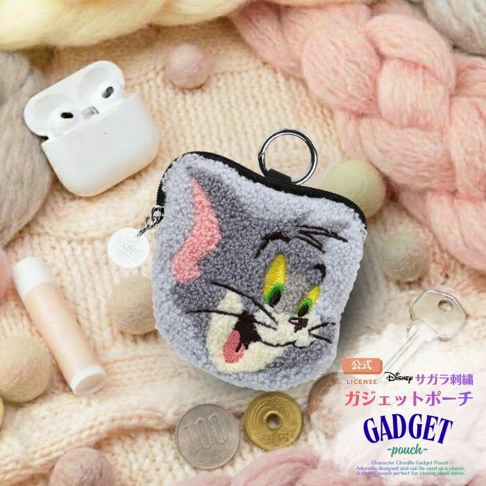 トム ポーチ かわいい キャラクター 小物入れ ガジェットポーチ サラサラ 収納 トムとジェリー 猫ちゃん 小袋 持ち運び便利 whitebang-10145863 ケース・フィルムのWhiteBang パッケージ画像